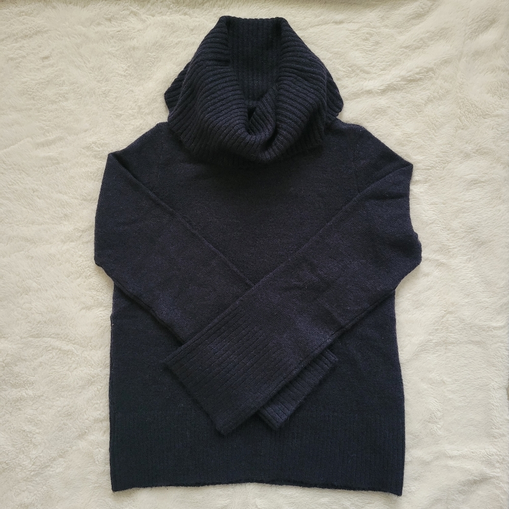 Ann Taylor Small Blue Wool Blend Cowl Neck Sweater